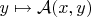 $y\mapsto \mathcal{A}(x,y)$