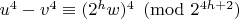 $u^4-v^4\equiv (2^hw)^4 \pmod {2^{4h+2}} $