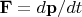$\mathbf{F}=d\mathbf{p}/dt$