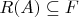 $R(A)\subseteq F$