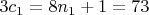 $3c_1 = 8n_1 + 1 = 73$