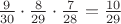 $\frac{9}{30} \cdot \frac{8}{29} \cdot \frac{7}{28} = \frac{10}{29}  $
