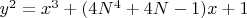 $y^2=x^3+(4N^4+4N-1)x+1$