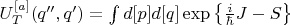 $U^{[a]}_{T}(q'',q')=\int{d[p]d[q]\exp\left\{\frac{i}{\hbar} J - S \right\}}$