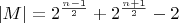 $|M|=2^{\frac {n-1}2}+2^{\frac {n+1}2}-2$
