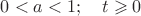 $\quad 0 < a < 1;  \quad t \geqslant 0 $