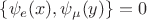 $\{\psi_e(x),\psi_\mu (y)\}=0$