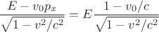 $\dfrac{E-v_0p_x}{\sqrt{1-v^2/c^2}}=E\dfrac{1-v_0/c}{\sqrt{1-v^2/c^2}}$