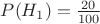$P(H_{1})=\frac{20}{100}\ \ $