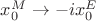 $x^{M}_0 \rightarrow -i x^{E}_0$ $x^{M}_0 \rightarrow -i x^{E}_0$