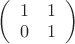 $\left( \begin{array}{cc} 1 & 1 & 0 & 1 & \end{array} \right)$