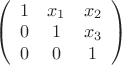 $ \left( \begin{array}{cccc} 1 & x_1 & x_2 \\ 0 & 1 & x_3\\0&0&1  \end{array} \right)$