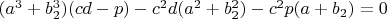 $(a^3+b_2^3)(cd-p)-c^2d(a^2+b_2^2)-c^2p(a+b_2)=0$