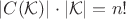 $|C(\mathcal{K})| \cdot |\mathcal{K}| = n!$
