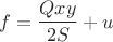 $$f=\frac{Qxy}{2S}+u$$