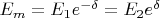$E_m=E_1e^{-\delta}=E_2e^\delta$