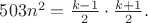 $503n^2=\frac{k-1}2\cdot\frac{k+1}2.$