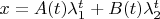 $\[x = A(t)\lambda _1^t + B(t)\lambda _2^t\]$