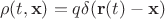 $$\rho(t, \mathbf x) = q \delta(\mathbf r(t) - \mathbf x)$$
