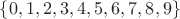 $ \{ 0,1,2,3,4,5,6,7,8,9\}$