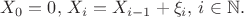 $X_0=0,\,X_i=X_{i-1}+\xi_i,\,i \in \mathbb{N}.$