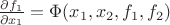 $\frac {\partial f_1} {\partial x_1}=\Phi(x_1,x_2,f_1,f_2)$