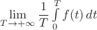 $\lim\limits_{T\to+\infty}\dfrac1T\int\limits_0^Tf(t)\,dt$