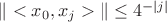 $ \|<x_0, x_j>\|\le 4^{- | j |} $