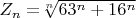$Z_n=$\sqrt[n]{63^n+16^n}$$