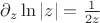 $\partial_{z} \ln|z|=\frac{1}{2z}$