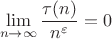 $$\lim \limits_{n\to \infty}\dfrac{\tau(n)}{n^{\varepsilon}}=0$$