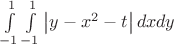 $\int\limits_{ - 1}^1 {\int\limits_{ - 1}^1 {\left| {y - x^2  - t} \right|dxdy} }$