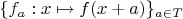 $\{f_a:x\mapsto f(x+a)\}_{a\in T}$
