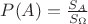 $P(A) = \frac {S_A} {S_\Omega}