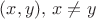$(x,y), \, x\ne y$