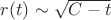 $r(t)\sim\sqrt{C-t}$