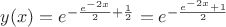 $y(x)=e^{-\frac{e^{-2x}}{2}+\frac{1}{2}}=e^{-\frac{e^{-2x}+1}{2}$