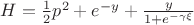 $H=\frac{1}{2}p^2+e^{-y}+\frac{y}{1+e^{-\gamma \xi}}$