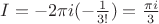 $I=-2\pi i(-\frac{1}{3!})=\frac{\pi i}{3}$