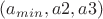 $(a_{min}, a2, a3)$