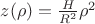 $z(\rho)=\frac H {R^2} \rho^2$