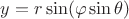 $y=r\sin(\varphi\sin\theta)$