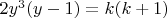 $2y^3(y-1)=k(k+1)$