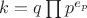 $k = q\prod p^{e_p}$