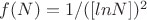 $f(N)=1/([ln N])^2$