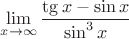 $$\lim\limits_{x\to\infty}\dfrac{\tg x - \sin x}{\sin ^3x}$$