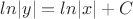 $ln |y| = ln |x| + C $
