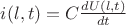 $i(l,t) = C \frac{dU(l,t)}{dt}$