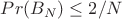 $Pr(B_N) \leq 2/N$