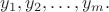 $y_1,y_2,\ldots,y_m.$